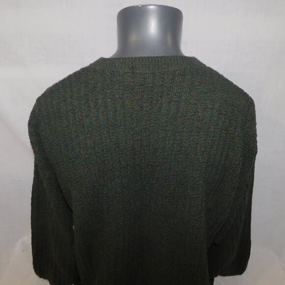 VTG Bill Blass Sweater Mens XL Green Knit Grandpa Henley Fisherman 90s Y2K USA - Picture 9 of 10